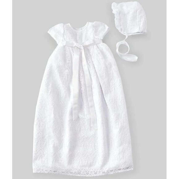 Pippa & Julie BEAUTIFUL LACE Baby Girl Christening Gown 0-3 Month Bonnet Set NEW - Picture 1 of 16